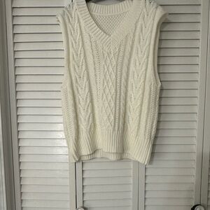 Women's Cable Knit Sweater Vest - Cream